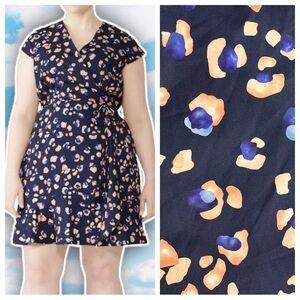 ANTHROPOLOGIE HUTCH Clara Leopard Wrap Dress Plus Size Career Wedding Guest Twee